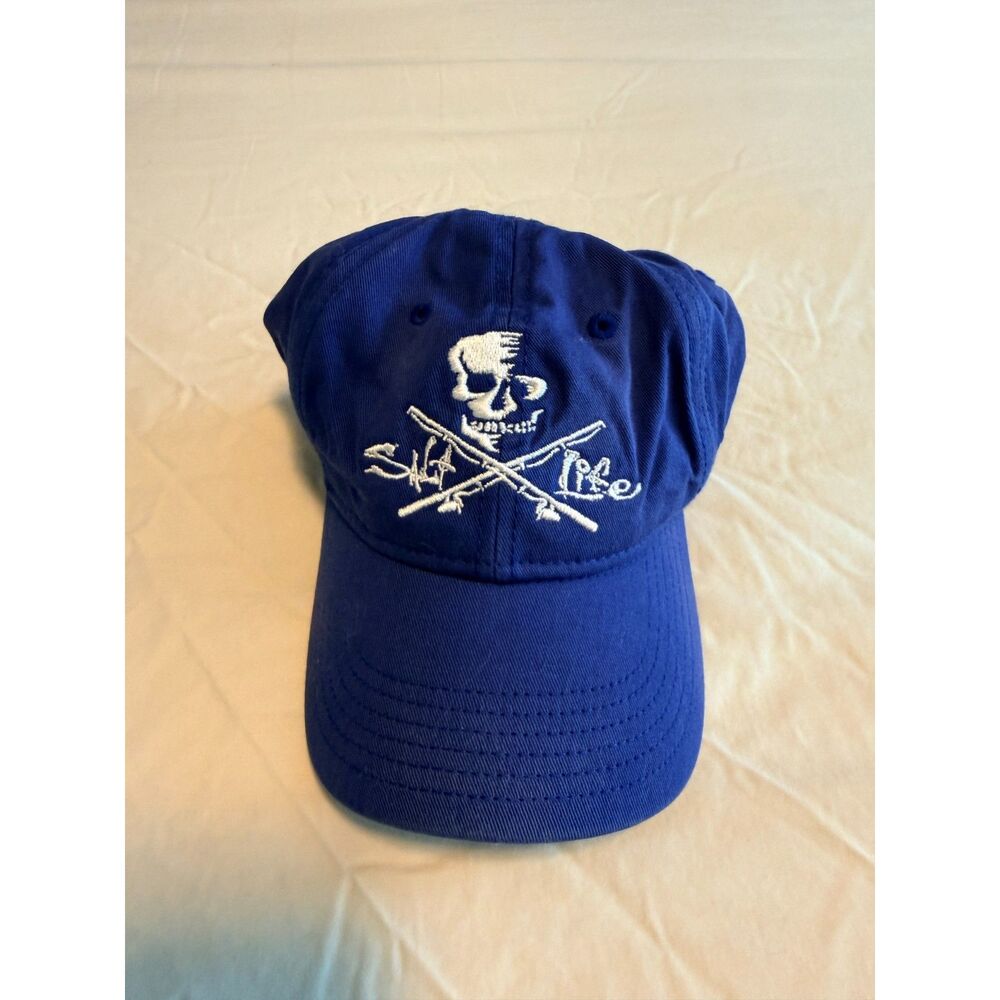 Slat Life Blue Skull Crossed Rifles Embroidered Baseball Cap